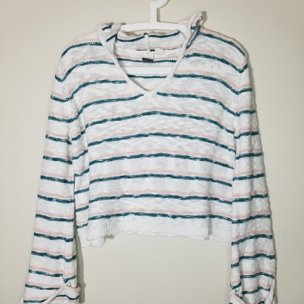 Roxy Sweater Hoodie Beach Bay Stripes Knit Women XS
